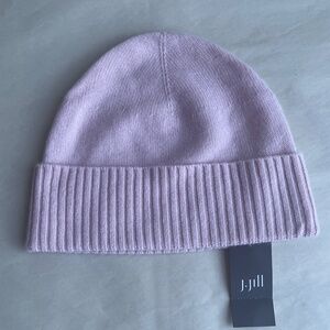NWT J. Jill Pink Rosewater Cuffed Cashmere Women's Winter Beanie Hat One Size